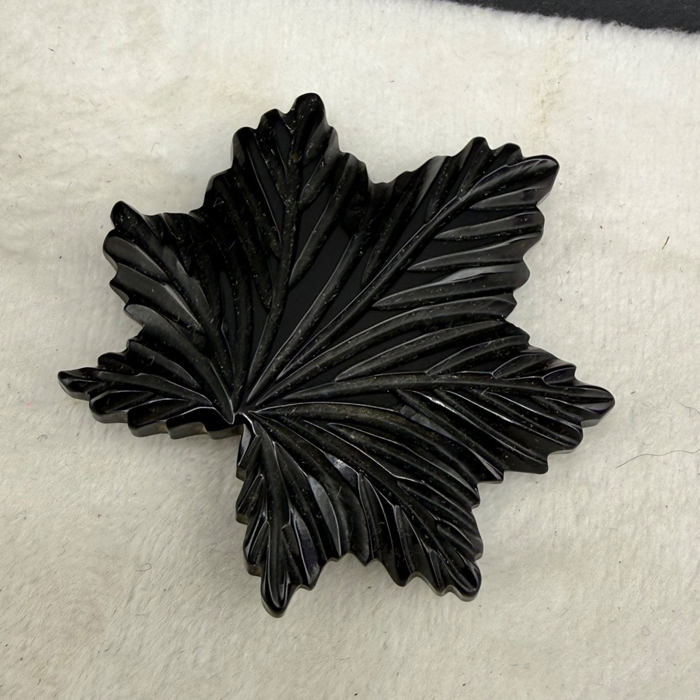 Vintage Bakelite Leaf Dress Clip Black